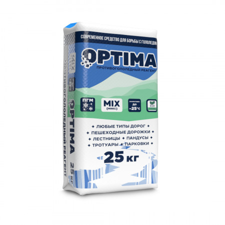 Противогололедный материал Optima Mix 25 кг (реагент, ПГМ, - 25 °С)